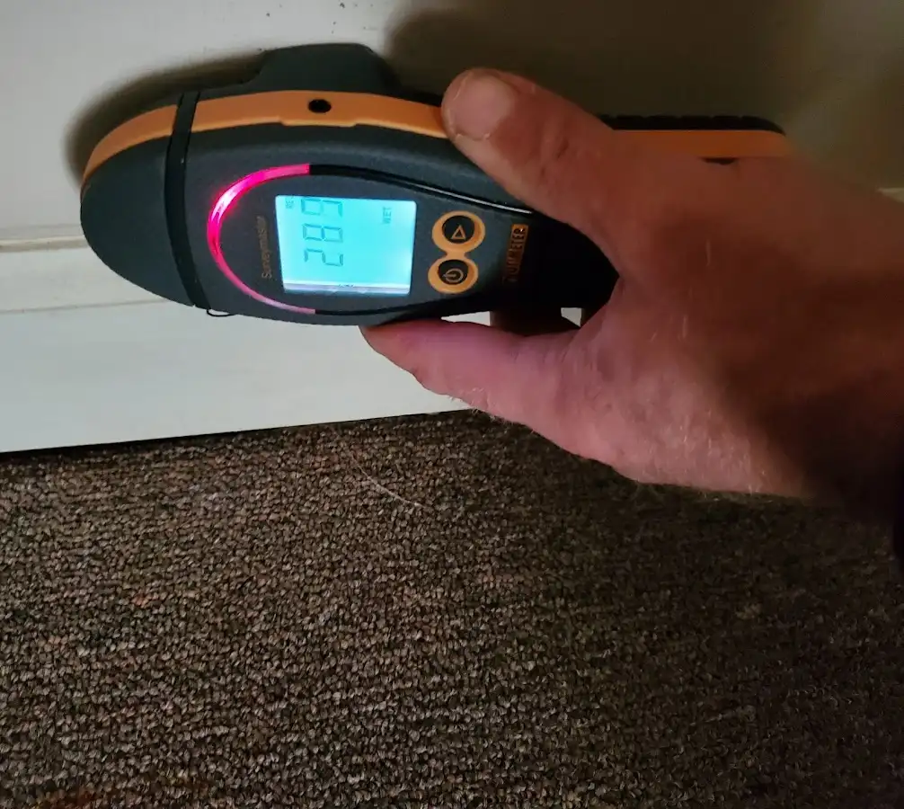 Moisture detection at baseboard during Sewage Cleanup & Sanitation in Central Point